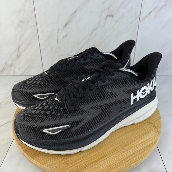 Hoka One One Clifton 9 Mens Size 12 Black Athletic Running Sneakers Shoe 1127895 - Picture 3 of 8